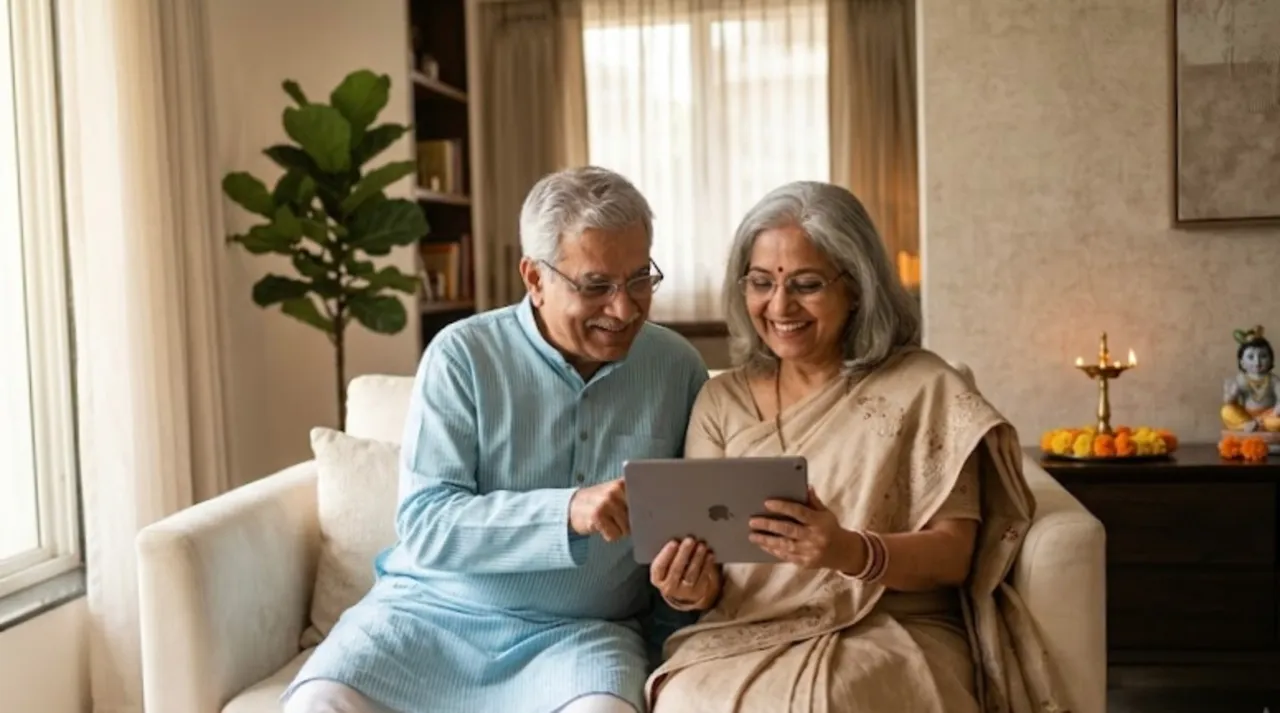 An Indian couple learning together with Vedalaya